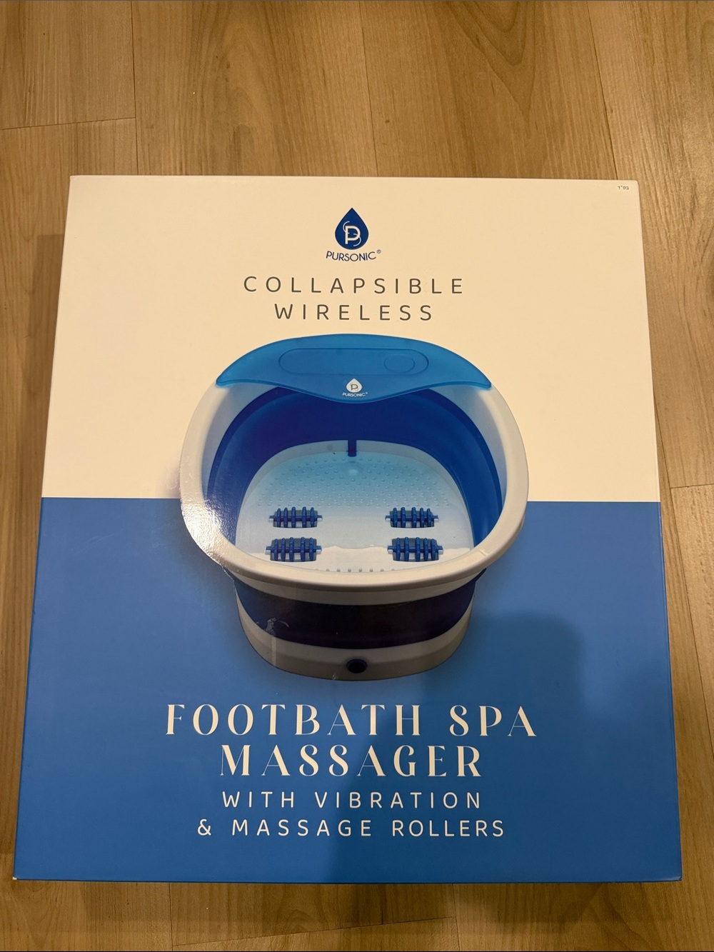 Pursonic Blue Collapsible Wireless Footbath Spa Massager